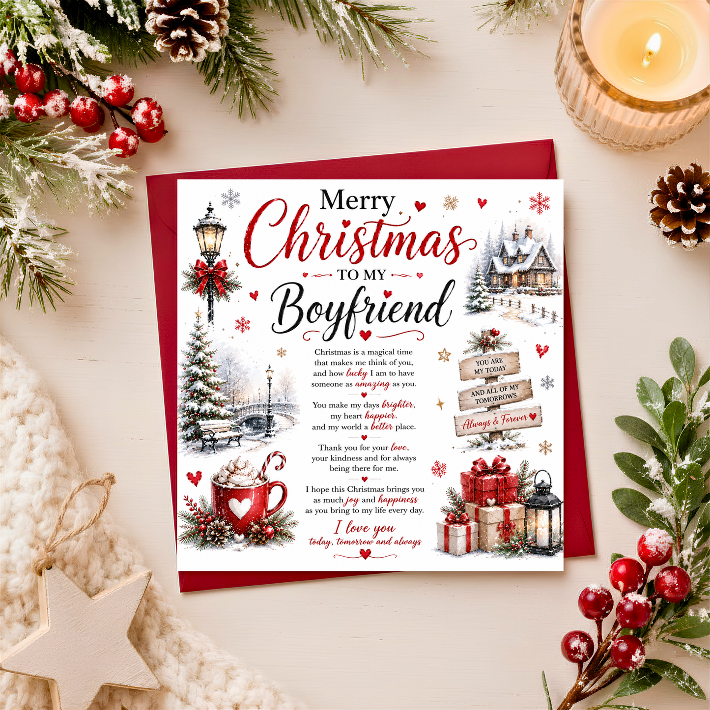 Merry Christmas Boyfriend Card