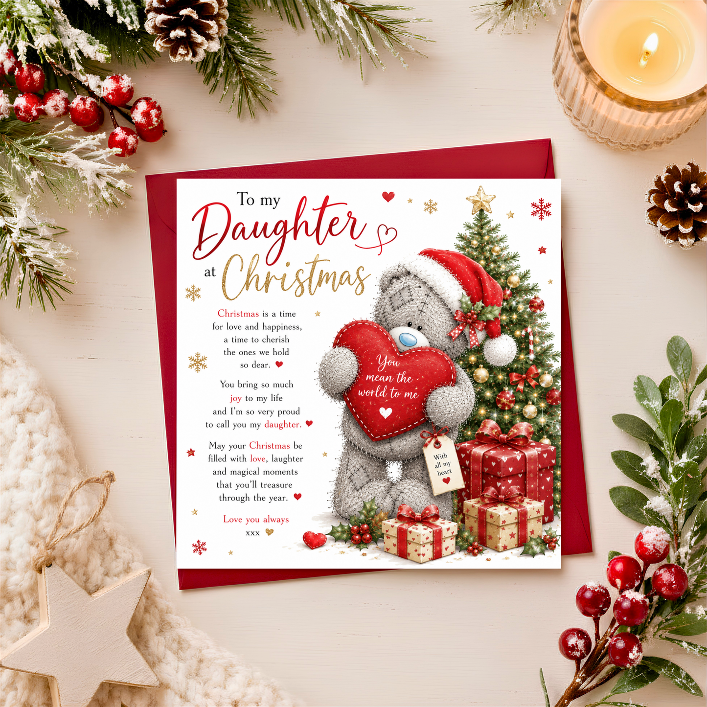To my Daughter at Christmas Teddy Card