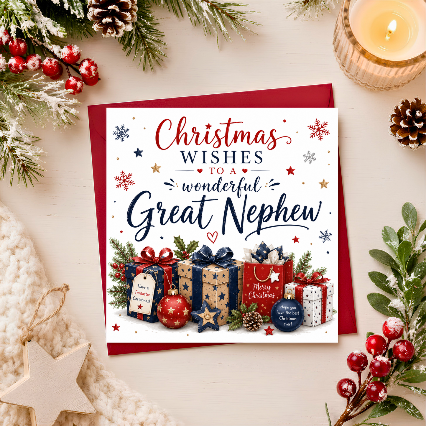 Christmas wishes to a wonderful Great Nephew card