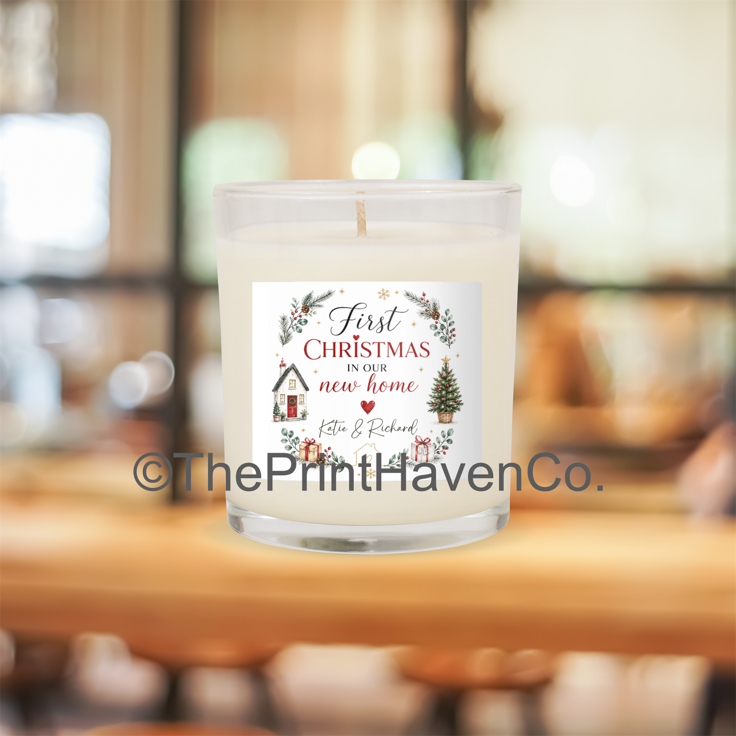 Personalised First Christmas in our New Home Candle