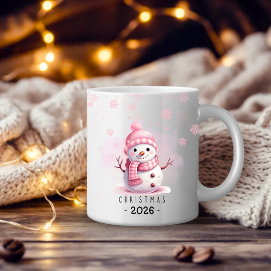 Pink Snowman - 2026 - Christmas Mug