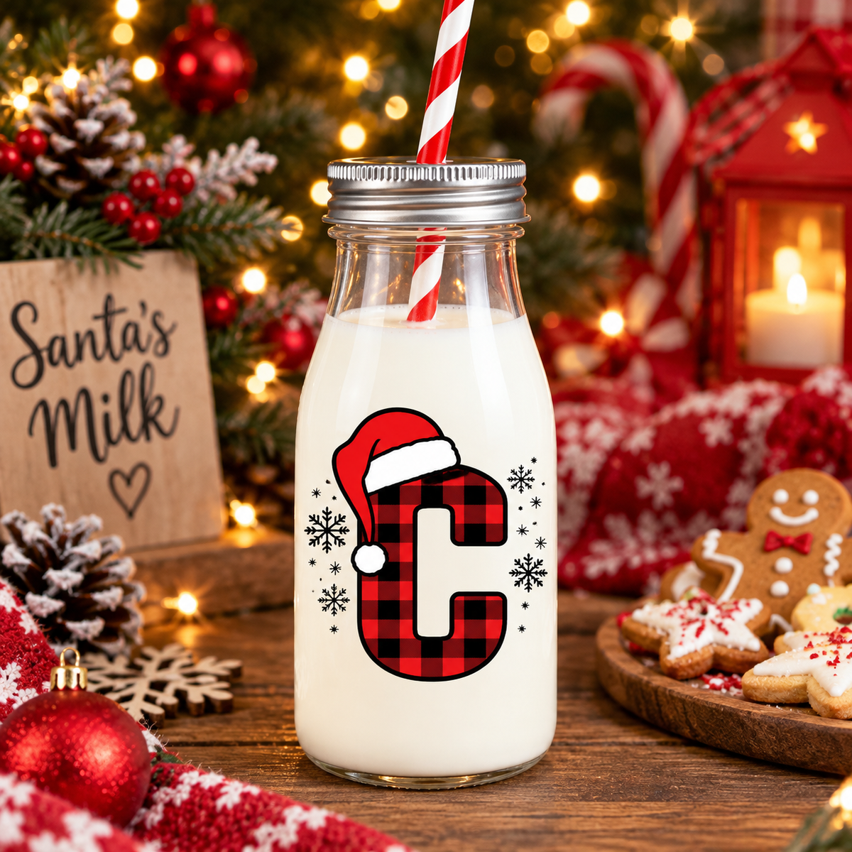 Plastic 8oz Milk Bottle Personalised with an Initial