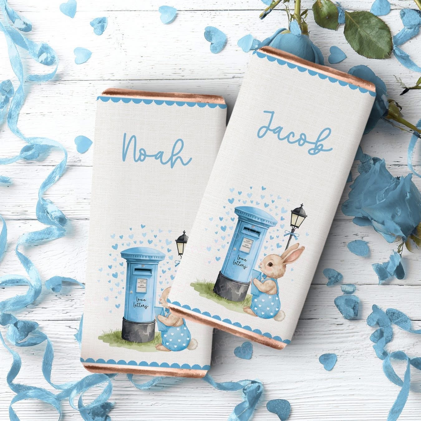 Cute Bunny & Lampost Personalised Chocolate Bar