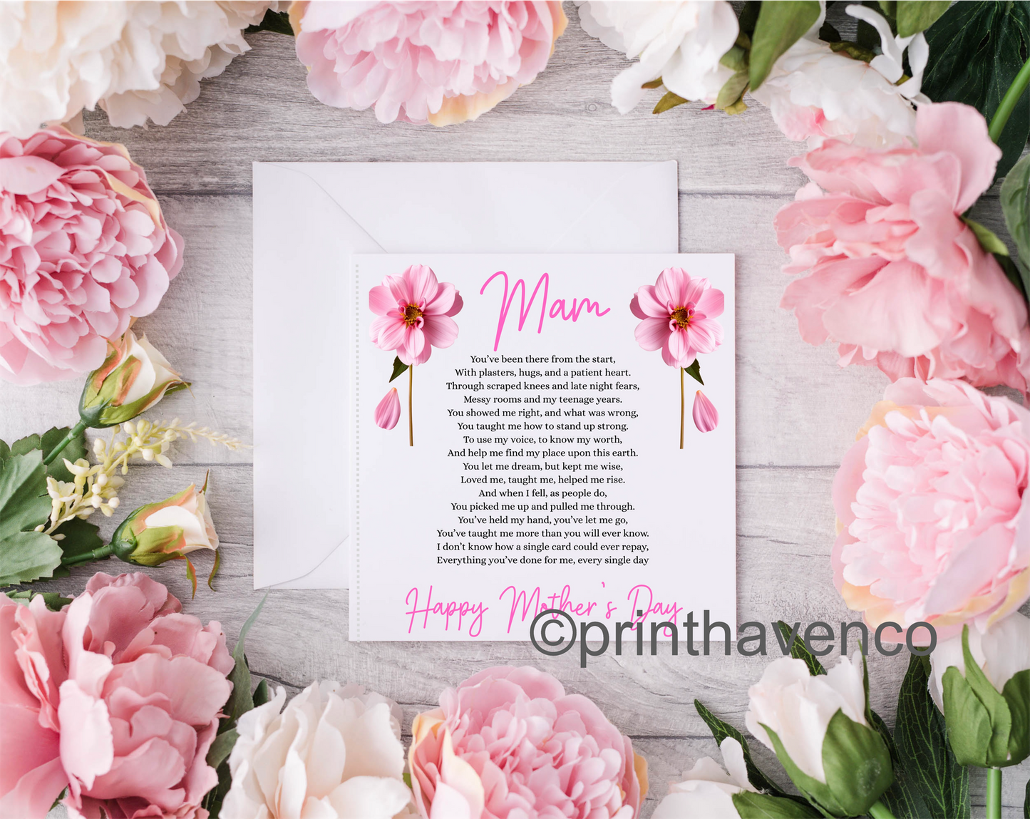 Floral Mother’s Day Card with verse