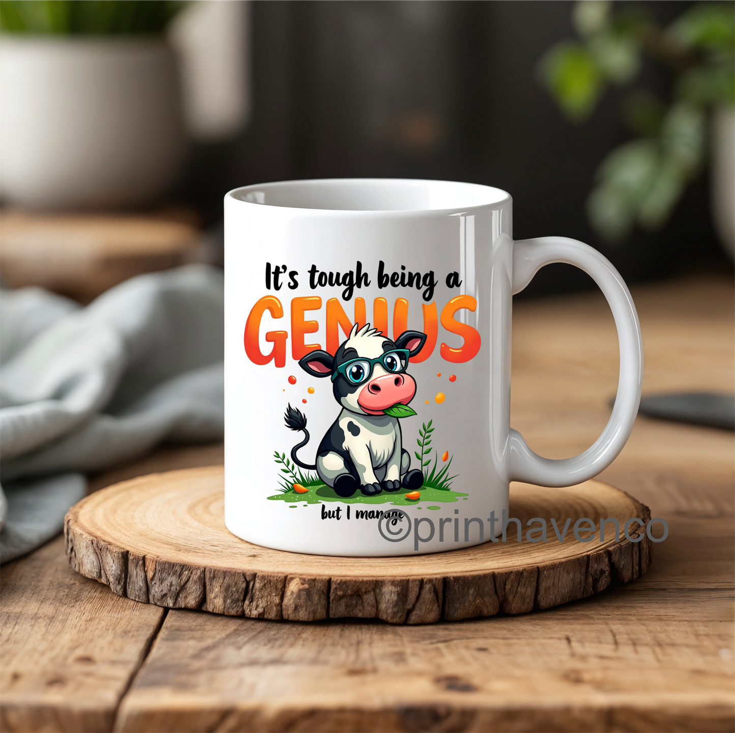 Genius, but I manage comic mug