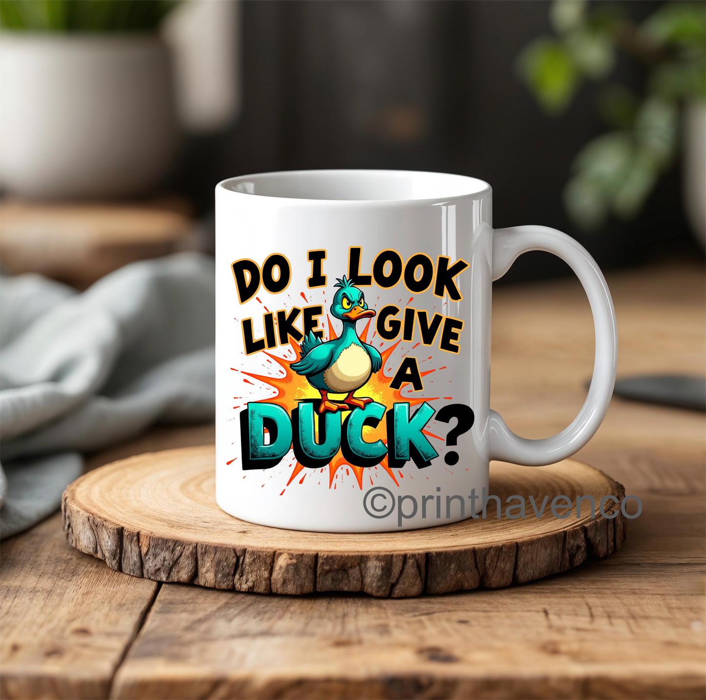 Do I look like I give a duck blue design comic mug