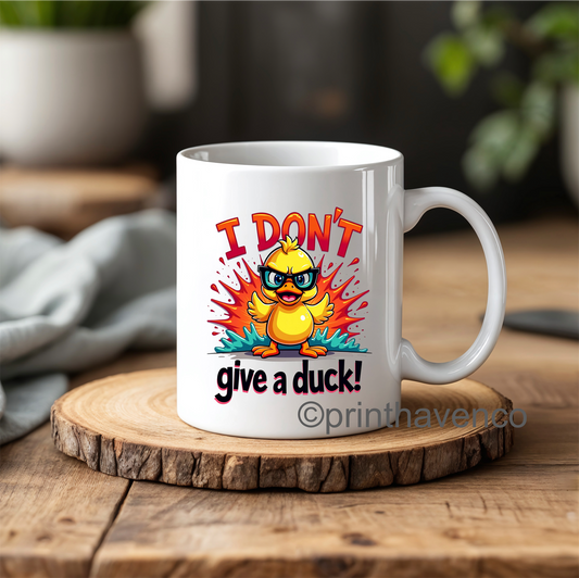 I don’t give a duck comic mug
